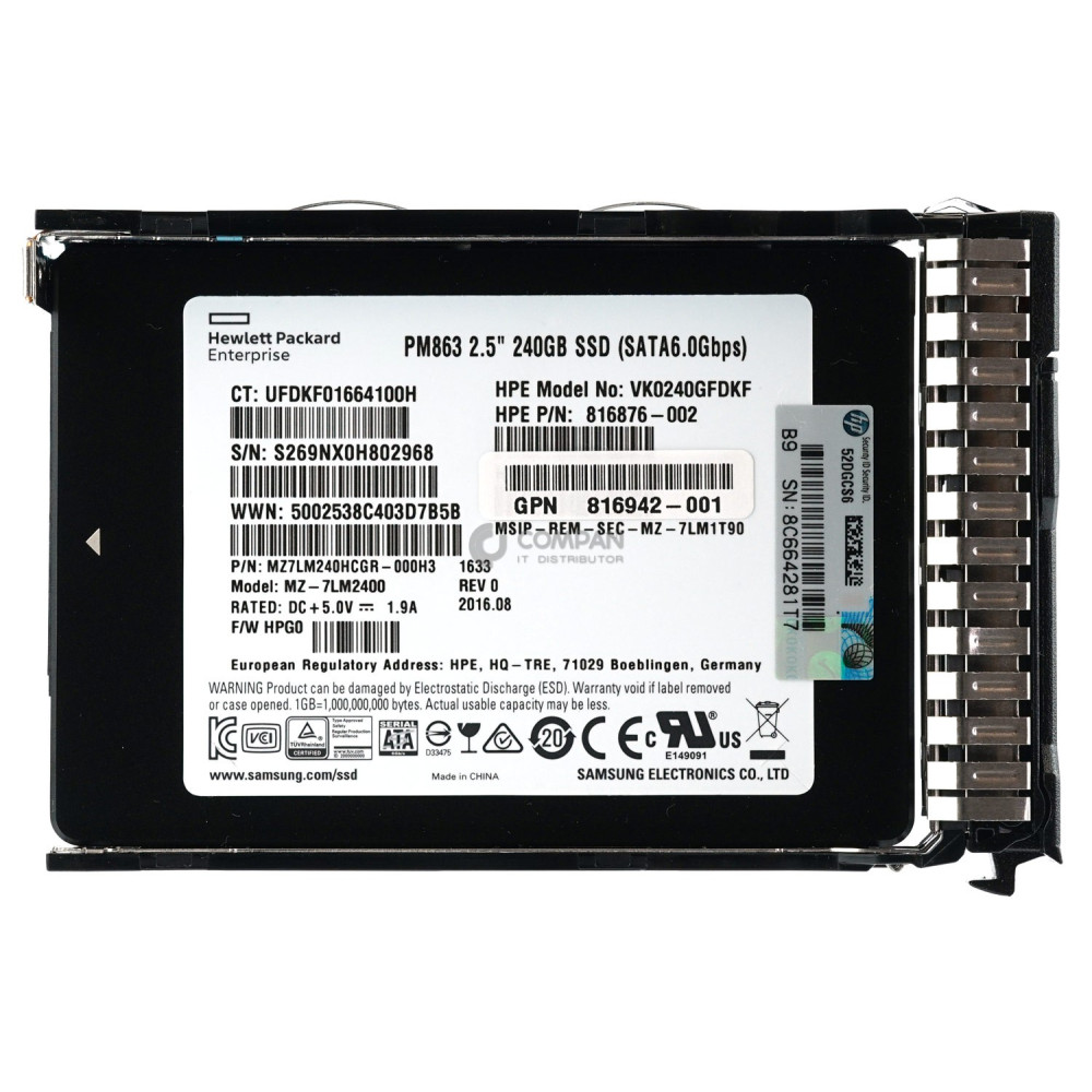 817066-001 HP SSD 240GB SATA 6G 2.5" SFF HOT-SWAP